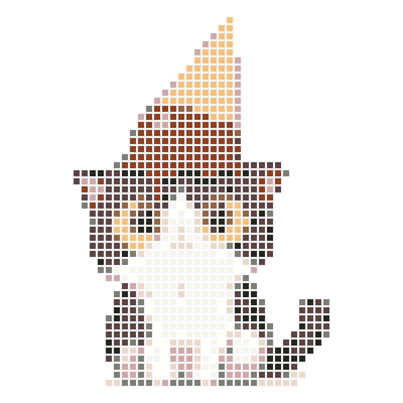 A cute little kitten with chocolate ice cream on its head